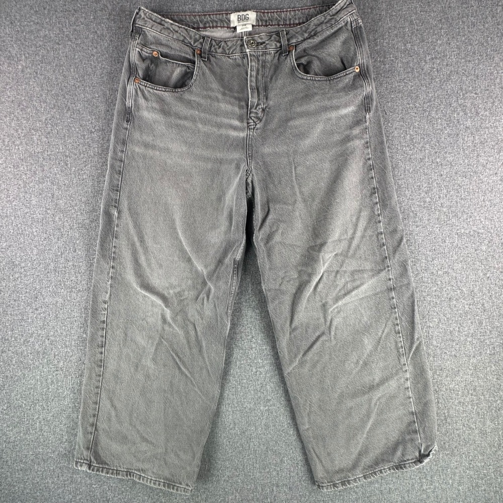 BDG Jeans Mens 34W Wide Leg Gray Relaxed Fit Urban Outfitters Denim